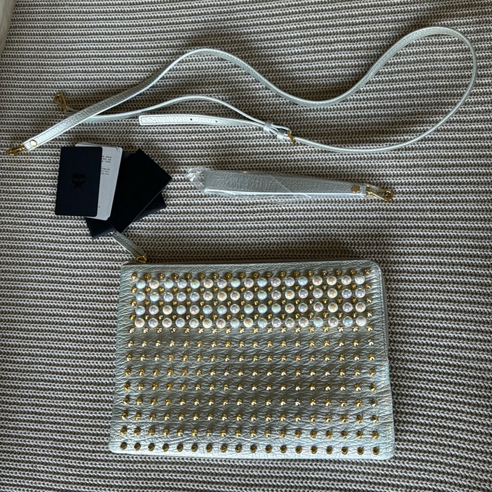 MCM Clutch and Strap and Wrist Strap